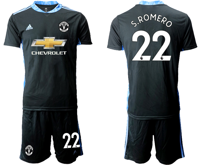 Men 2020-2021 club Manchester United black goalkeeper #22 Soccer Jerseys